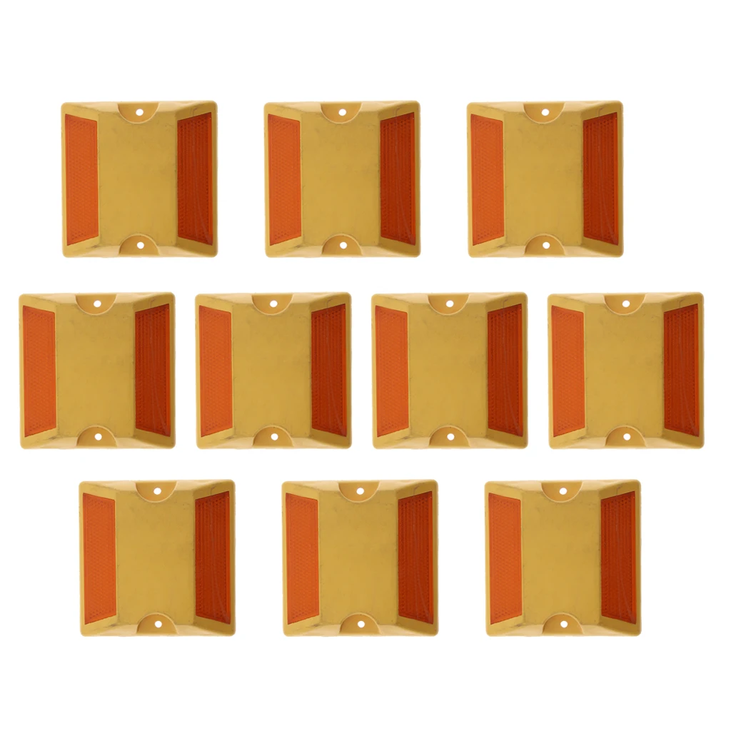 

10xYellow Plastic Reflective Road Pavement Marker Driveway Reflector Durable