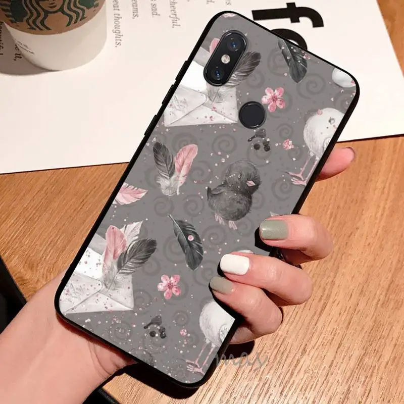 

Marble pattern feather giltter Phone Case For Xiaomi Redmi note 7 8 9 t max3 s 10 pro lite coque shell cover funda