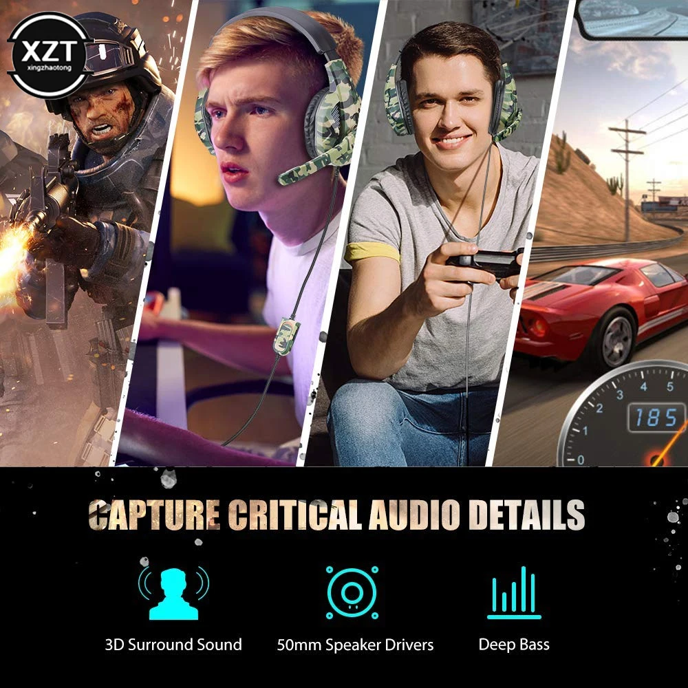 3 5 мм Джек камуфляж игровая гарнитура крутой геймер наушники для PS4 PS3 Xbox