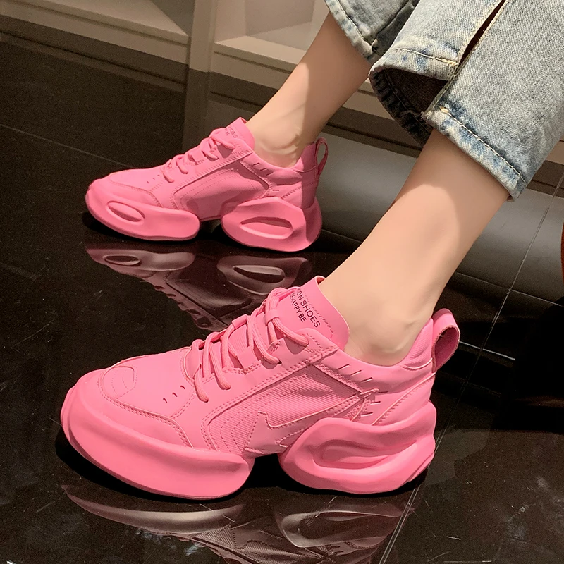 

Массивные кроссовки, женская обувь, модные дышащие спортивные женские кроссовки, новинка 2021, кроссовки на толстой подошве на платформе, Жен...