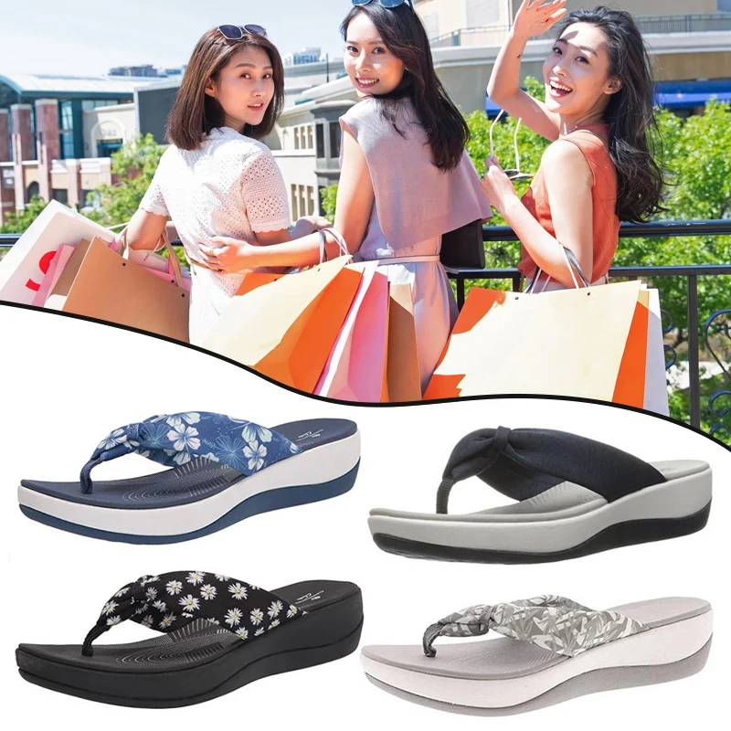 

Сандалии с принтом и поддержкой свода стопы, женские летние пляжные шлепанцы, нескользящая подошва jlrr