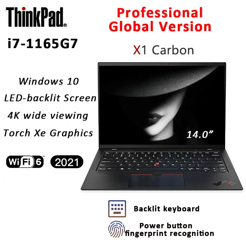 Lenovo ThinkPad X1 Carbon 2021 laptop Intel  i7-1165G7 Windows 10 Professional 32GB 2TB SSD 4K LED Backlit keyboard fingerprint