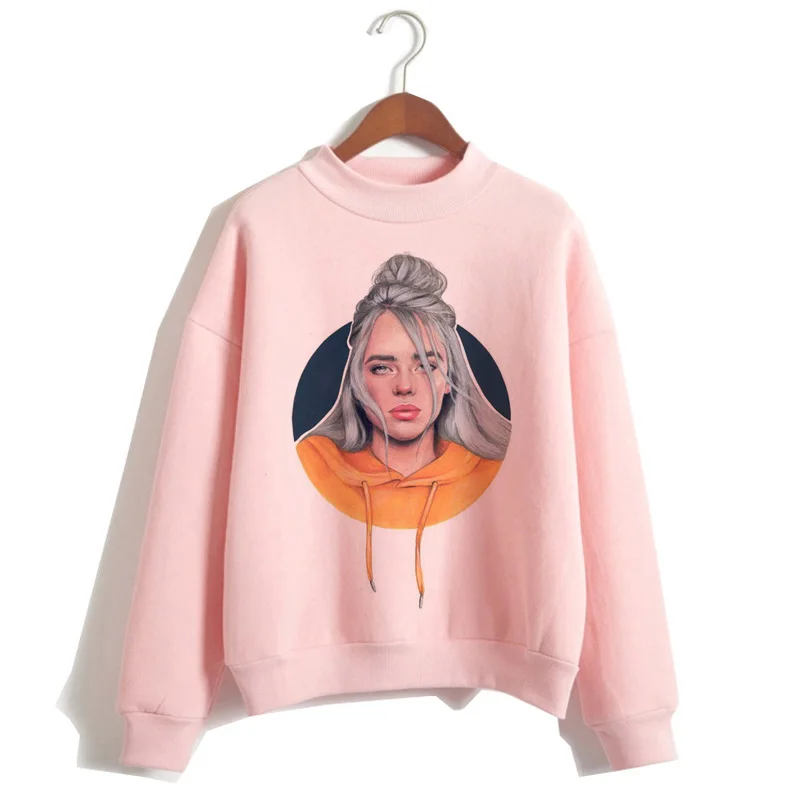 P1848T-pink Billie Eilish негабаритных худи для женщин Harajuku корейский хип хоп стиль Kawaii 90s Толстовка Женский капюшон Черная пятница Рождество - Цвет: P1848T-pink