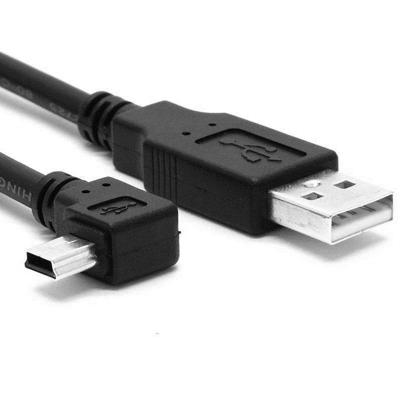 Кабель для передачи данных Mini USB Тип B 5-контактный штекер левый правый угол 90
