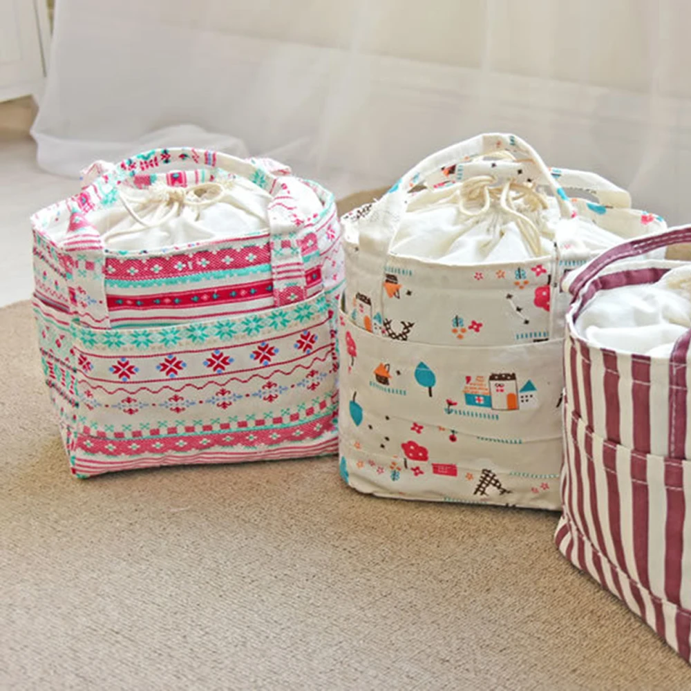 Объемная хлопковая и льняная тканевая теплоизоляционная сумка трехслойная