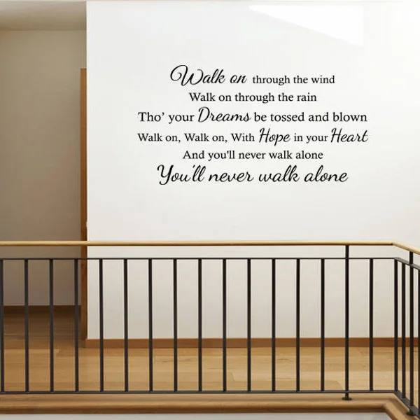 You'll never walk alone Lyrics Quote Wall Decal Liverpool Football Murals Boys Room Decorative Fooball Sticker WHJ019 | Дом и сад
