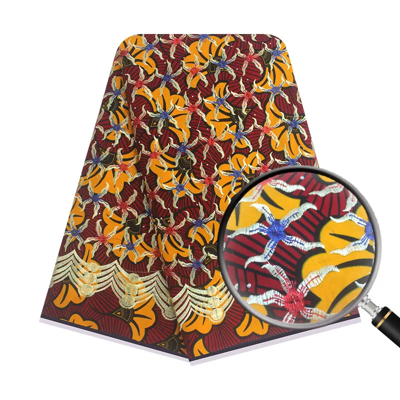 

High quality Wax Fabric Sequins Tassels 2021 Ankara Fabric Wax With Sequins For Making Clothes 6yards