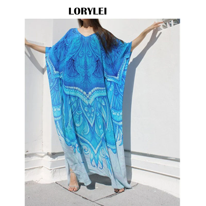 Женский длинный кафтан с коротким рукавом хлопковая туника V образным вырезом и