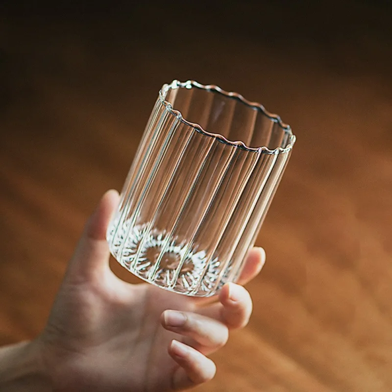 

350ML Striped Drinking Glasses Cup Heat-Resistant Whiskey Beer Espresso Coffee Mug Milk Tea Lemon Juice Cup Kitchen Glassware