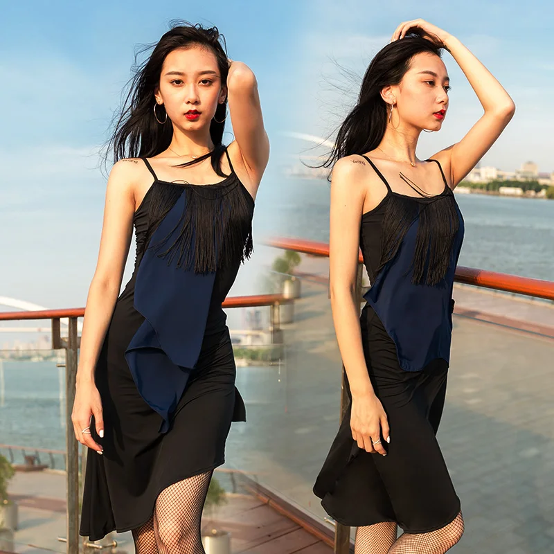 Женское платье с бахромой для латиноамериканских танцев танго сальса ча Самба