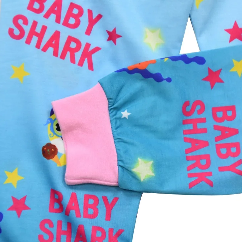 

Long-sleeved two-piece pajamas teen girls clothing spring and autumn children's home service suit cute Little shark print girls