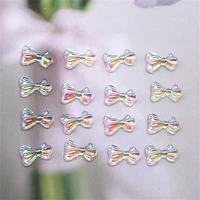 100pcs transparent glitter bow resin cute aurora nail art decorations for scrapbook diy embellishments accessories