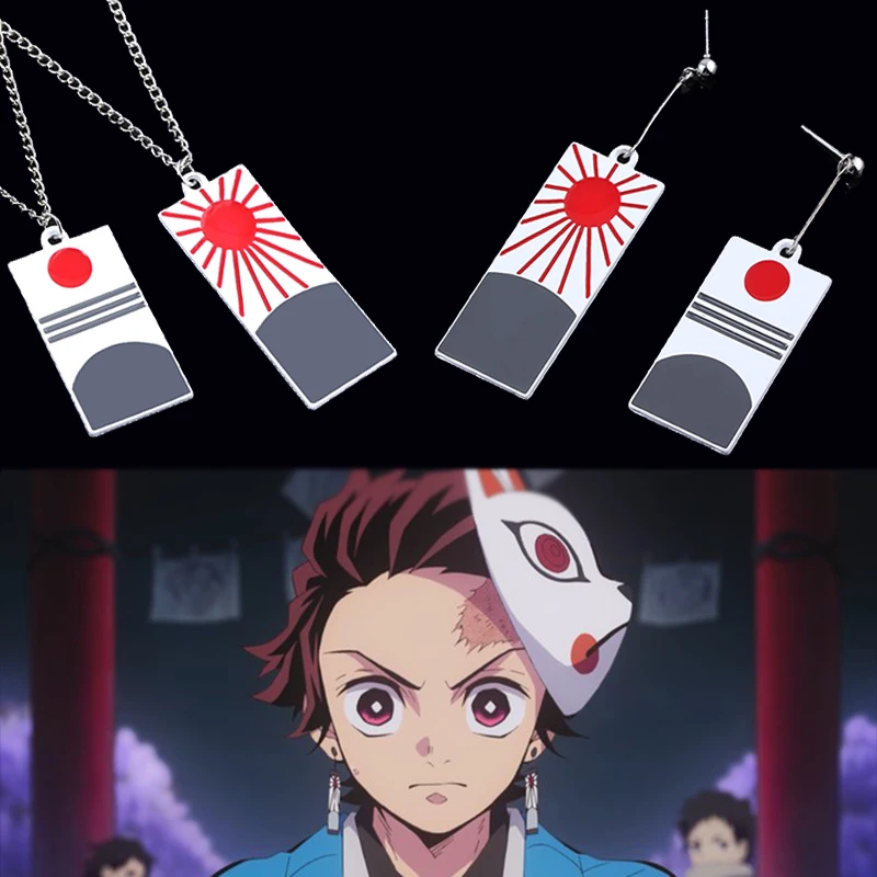 10 шт./лот аниме Kimetsu no Yaiba Kamado Tanjirou серьги-Капельки ожерелье аксессуары ювелирные
