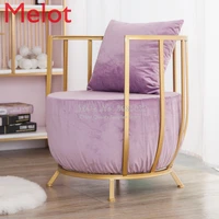customized modern simple gold frame chair luxury fashion queen princess sponge sofa with flannel padded cushion metal irontable