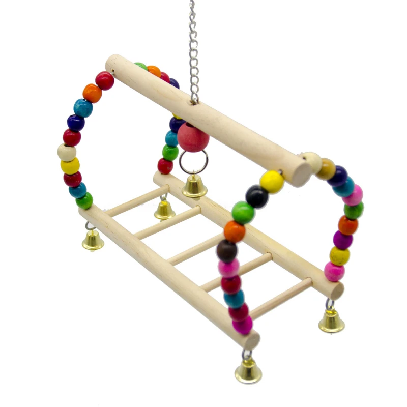 

Parrots Toy Colorful Wooden Bead Birds Toy Suspension Bridge Hanging Staircase Ladder Swing Climbing Frame Toy For Parrot Bird