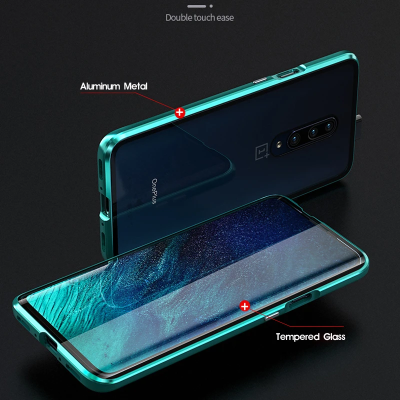 Магнитный металлический телефон для Oneplus 7 8 6T Pro 1 + двухстороннее стекло 360 полная