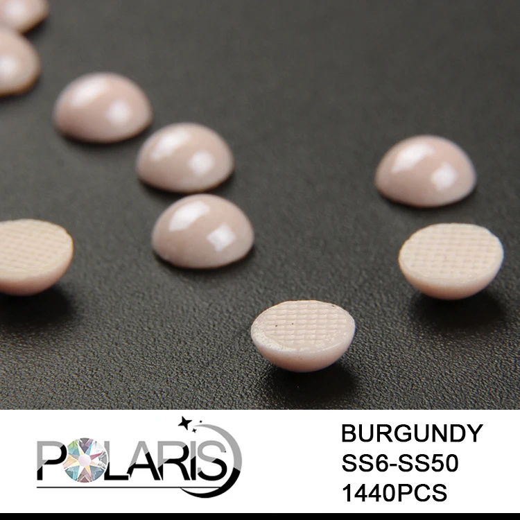 Полукруглые керамические жемчужные стразы Polaris AAAAA цвета Бургунди для горячей