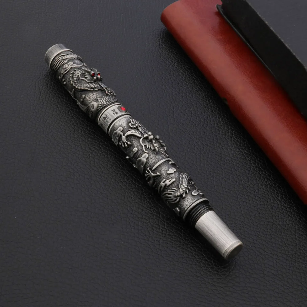 Роскошная Высококачественная перьевая ручка JINHAO Gun серая рельефная длинная