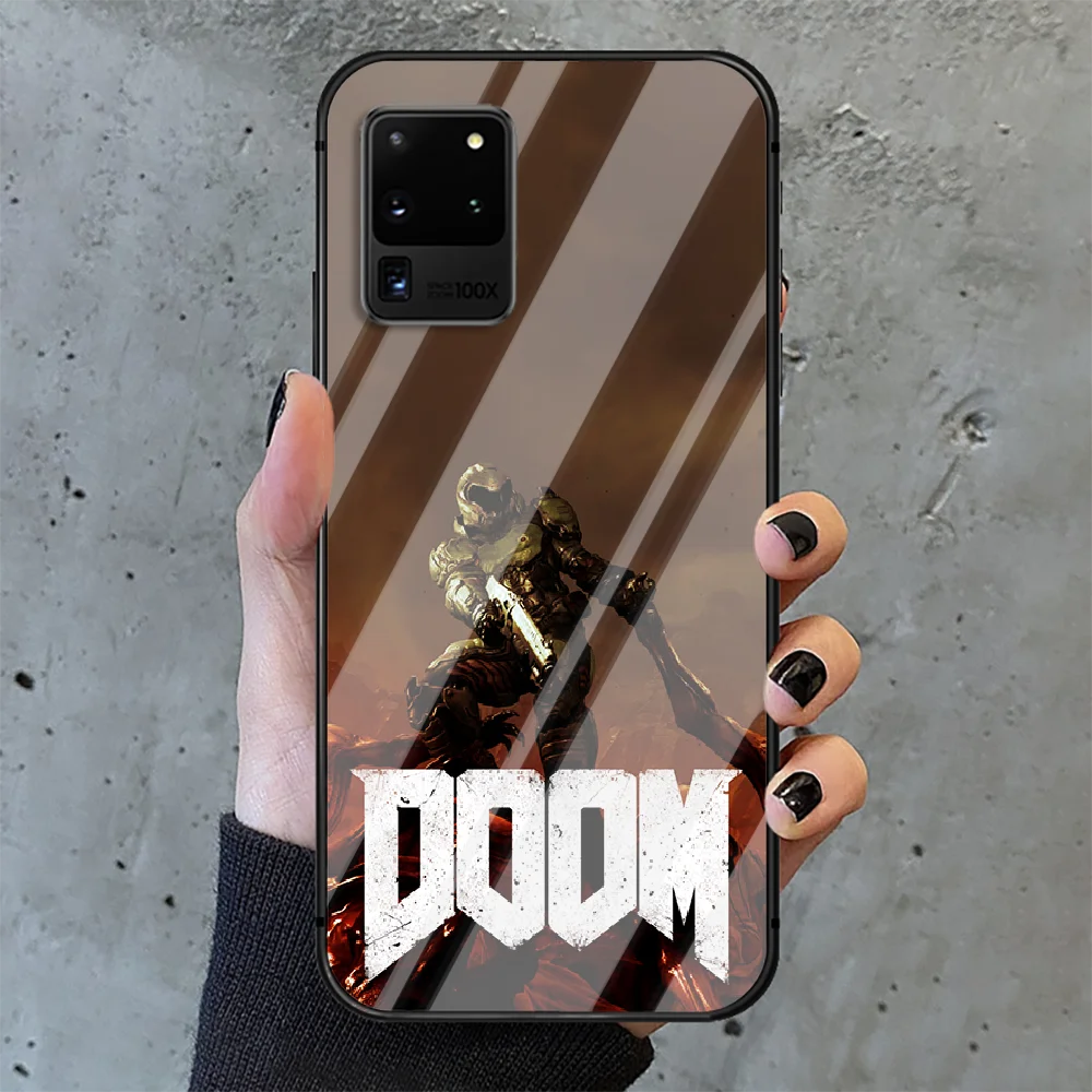 

Doom Phone Tempered Glass Case Cover For Samsung Galaxy S Note 5 6 9 10 10E 20 21 FE Plus Uitra Back Cell Trend Shell