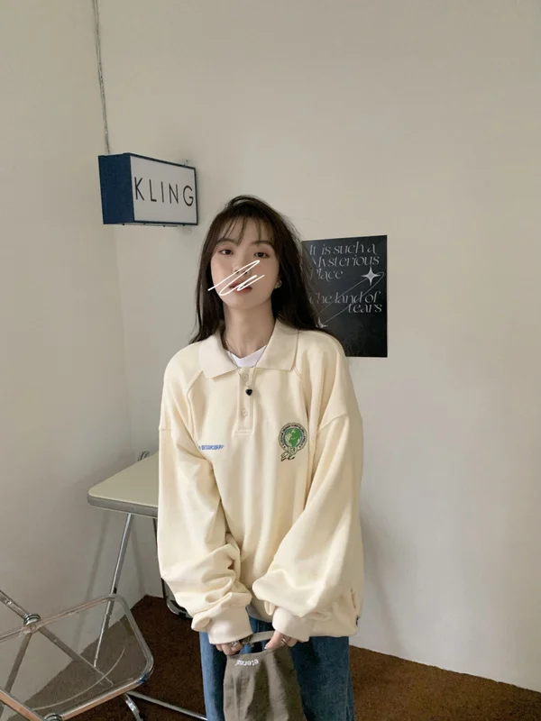 Американский свитер с воротником в стиле ретро | Женская одежда