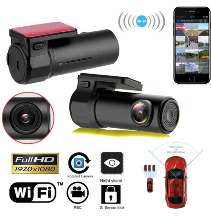 Автомобильный видеорегистратор Full HD 1080P с Wi Fi автомобильная камера ночным