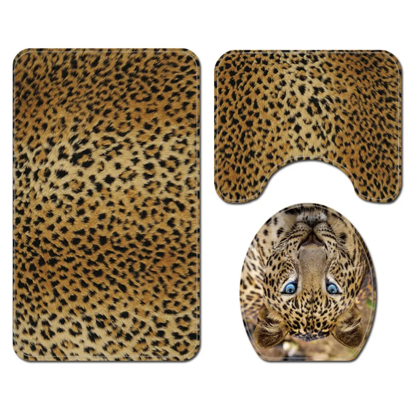 Водонепроницаемая Штора для ванной комнаты с леопардовым принтом 4 шт. набор штор