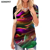 somepet colorful t shirt women rainbow v neck tshirt art t shirts 3d psychedelic shirt print womens clothing hip hop cool style