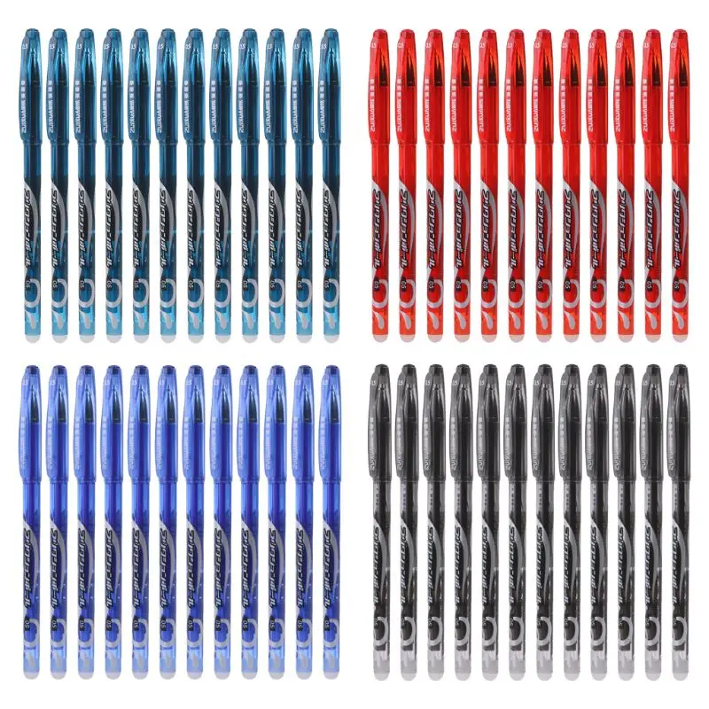

12pcs 0.5mm Erasable Pen Red Blue Black Refill Gel Ink Pens Set School Office Supplies Stationery Student Kids Gift