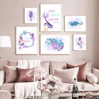 Современная картина, домашний декор, настенная живопись, абстрактный Рисунок русалки, гиппокампа, плакаты и принты для общежития