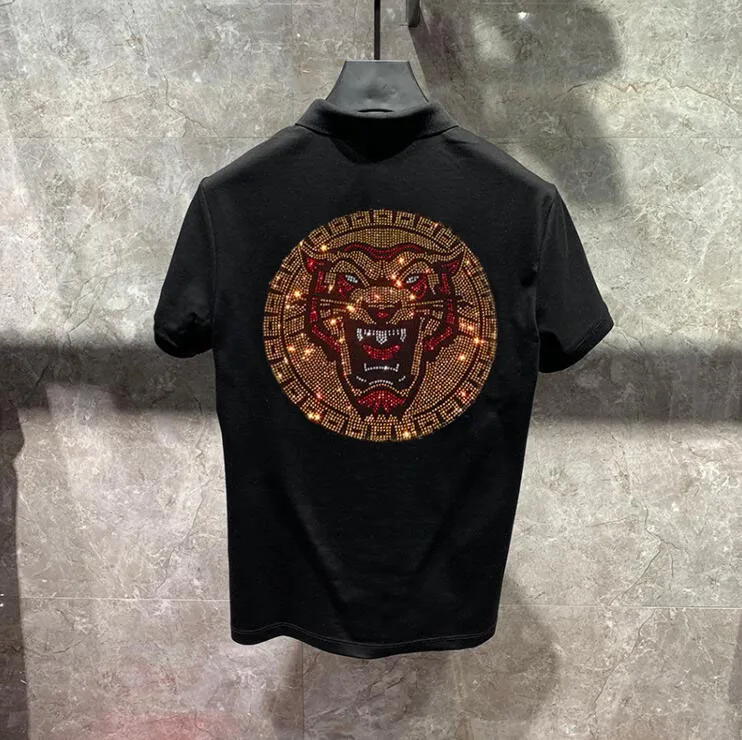 

Hot drill Men Plus Size 4XL Rhinestones style Polos Mens Polo Shirts Brand Clothing New Short Sleeve Summer Shirt Man Cotton