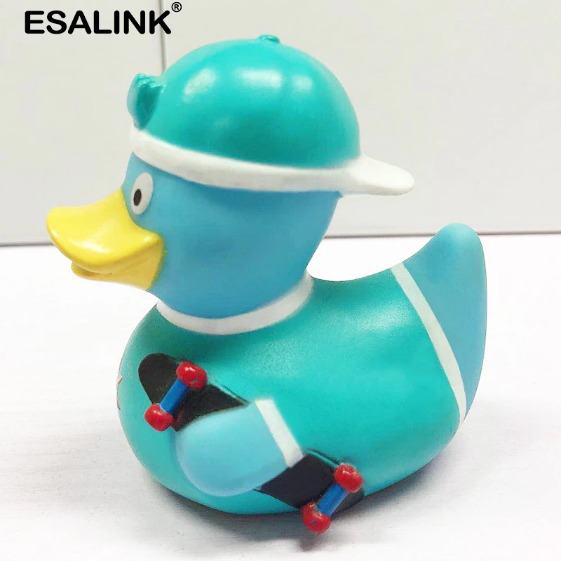 

ESALINK 7.5Cm Baby Bath Toys Rubber Duck Bath Toys Skateboard Baby Duck Bathly Toy Kids Bath Toys