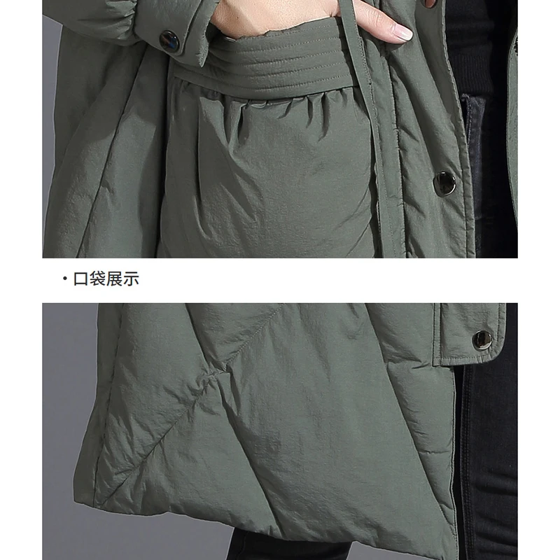 Новинка зимний женский пуховик натуральный мех с капюшоном средней длины пальто