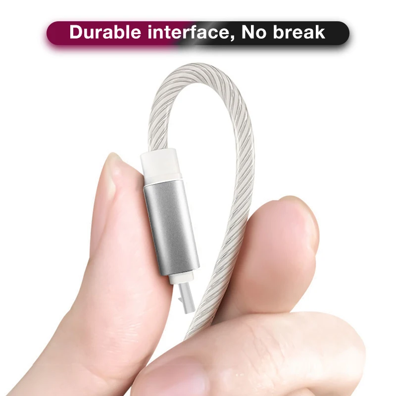 Светодиодный светящийся бегущий USB кабель Тип C/Micro USB/8pin яркий для передачи данных