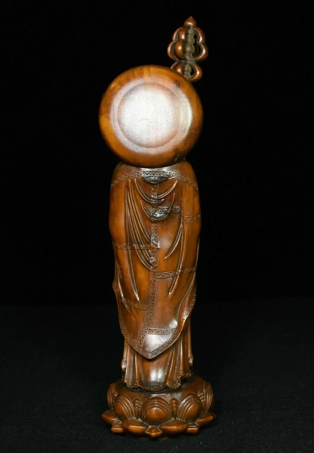 

wedding decoration Old Chinese Boxwood Wood Carved TangSeng Ksitigarbha Boddhisattva Buddha Statue