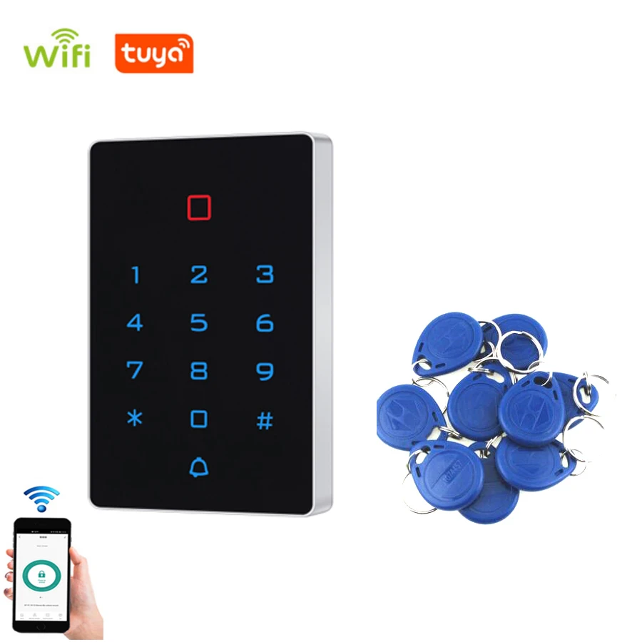 

T12 WIFI Tuya Smart Door Lock 125KHZ Waterproof Standalone Keypad RFID Card Door Entry Access Controller with ID tags