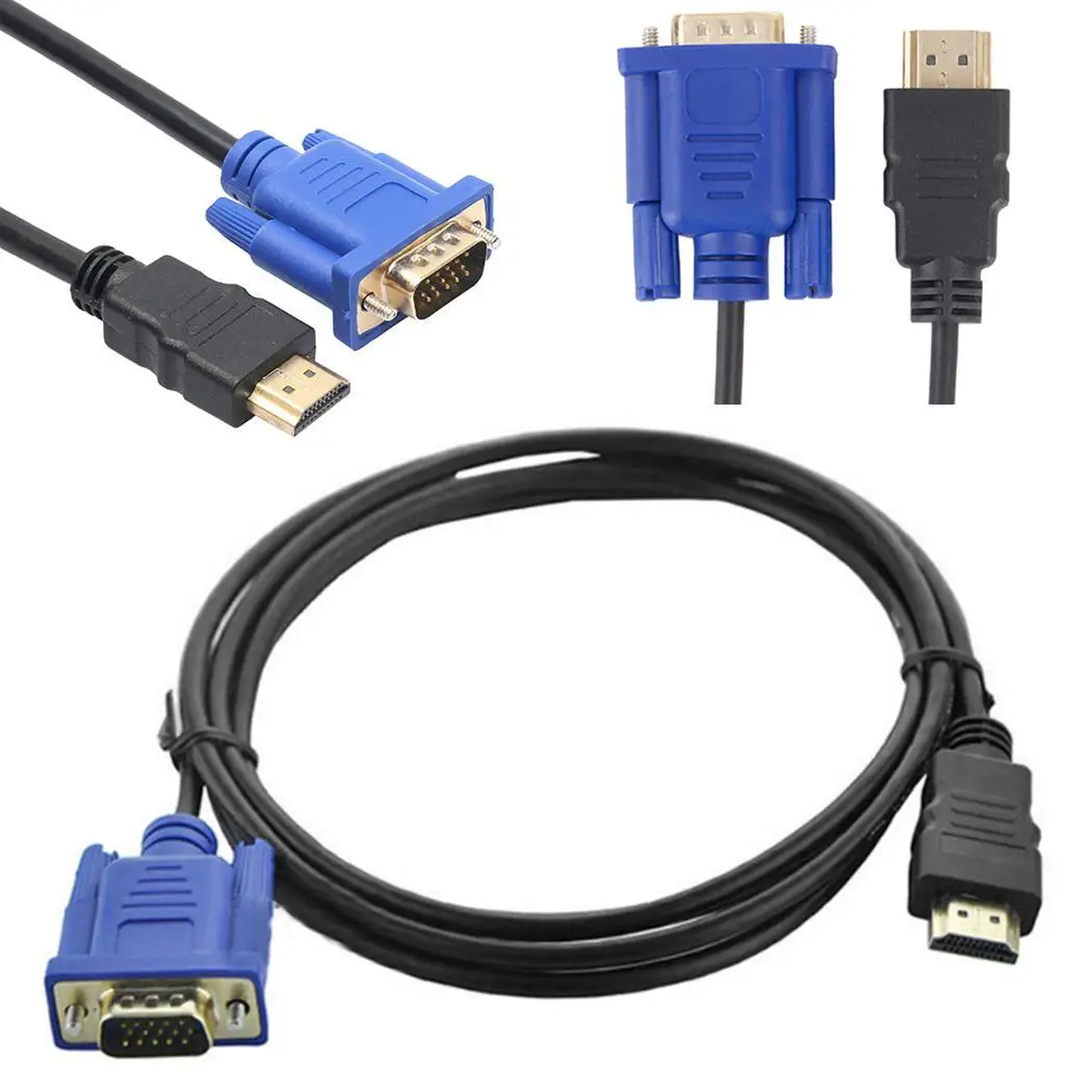 1,8 м HDMI к VGA 1080 hd-конвертер кабель аудиокабель конвертер 15 Pin штекер к женскому HDMI к VGA разъем шнур для ПК ноутбука тв