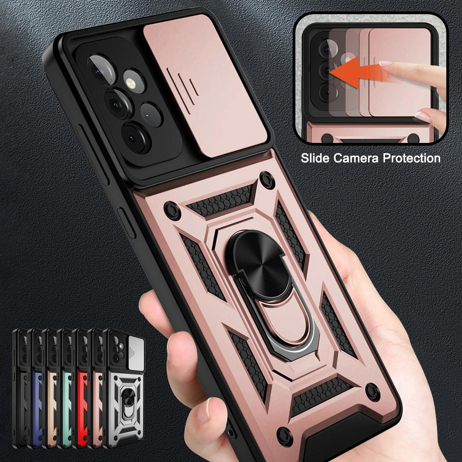 

Lens Protection Shock Proof Phone Case For Samsung Galaxy S21 Ultra S21 Note 20 Ultra S20 FE A71 A72 Metal Magnetic Ring Cover