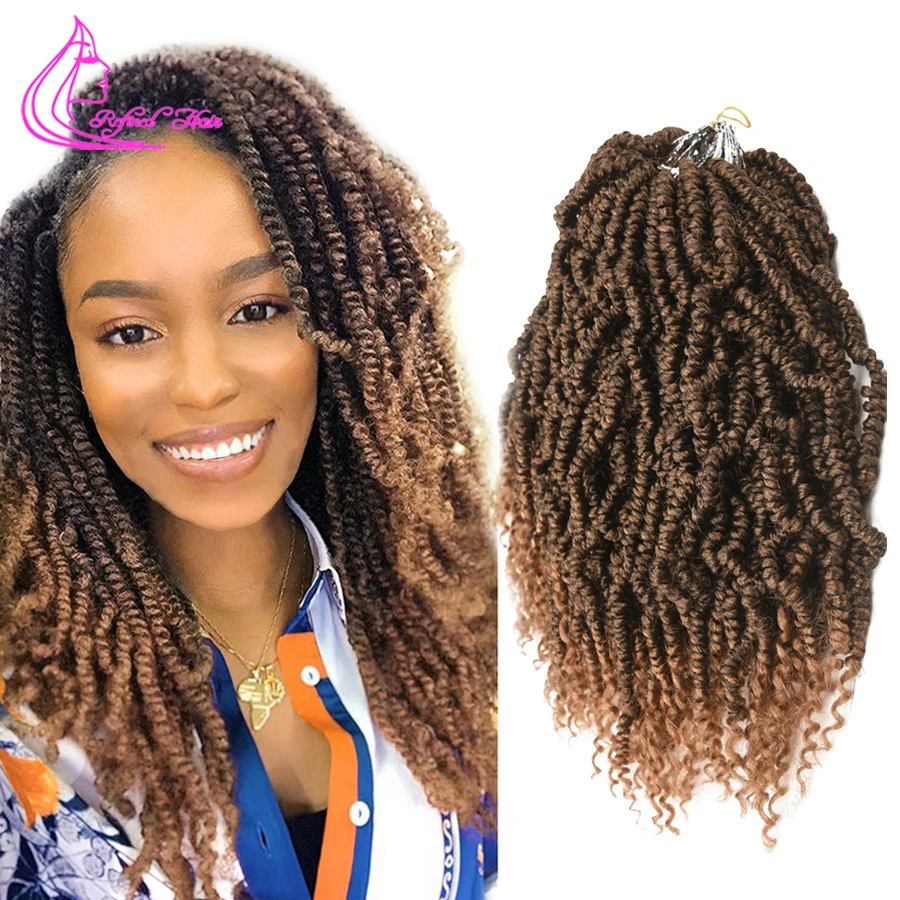 

Spring Twist Crochet Hair Passion Twist 14Inch Bomb Braiding Hair Pre looped Crochet Braids Fluffy Pretwisted Braid 24strands/pc