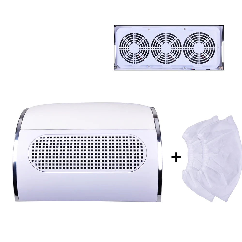40W dust collectort Мощный коллектор для всасывания пыли с ногтей с 3 вентиляторами пылесос маникюрные инструменты с 2 мешками для сбора пыли оборудование для маникюра - Цвет: 40W dust collectort