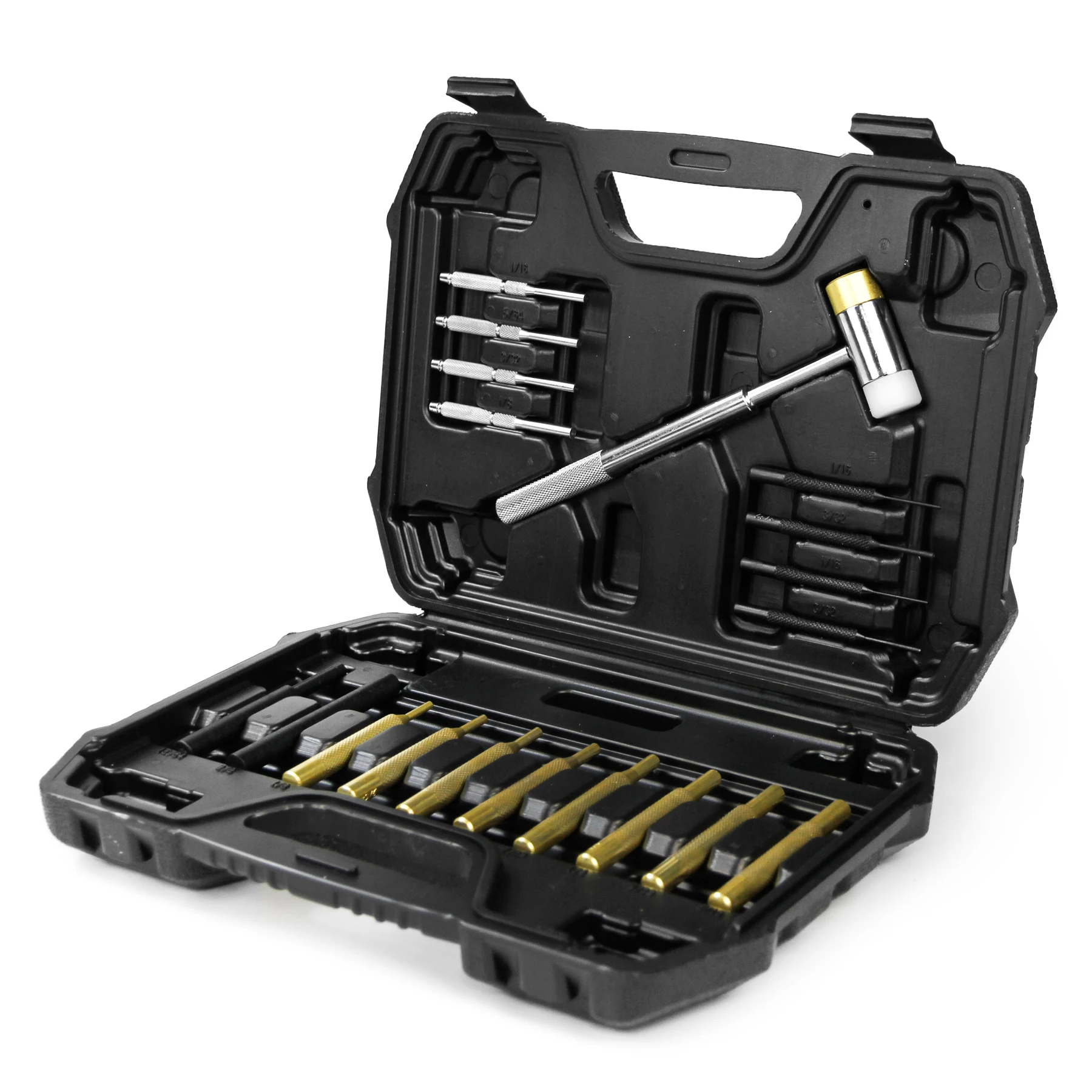 

GUGULUZA 19PCS Gunsmith Punch Set and Hammer with Brass, Hollow, Steel, Plastic Punches, Brass Punch for Gunsmithing Maintenance
