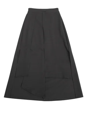 Новая Асимметричная темная юбка средней длины с бахромой | Женская одежда