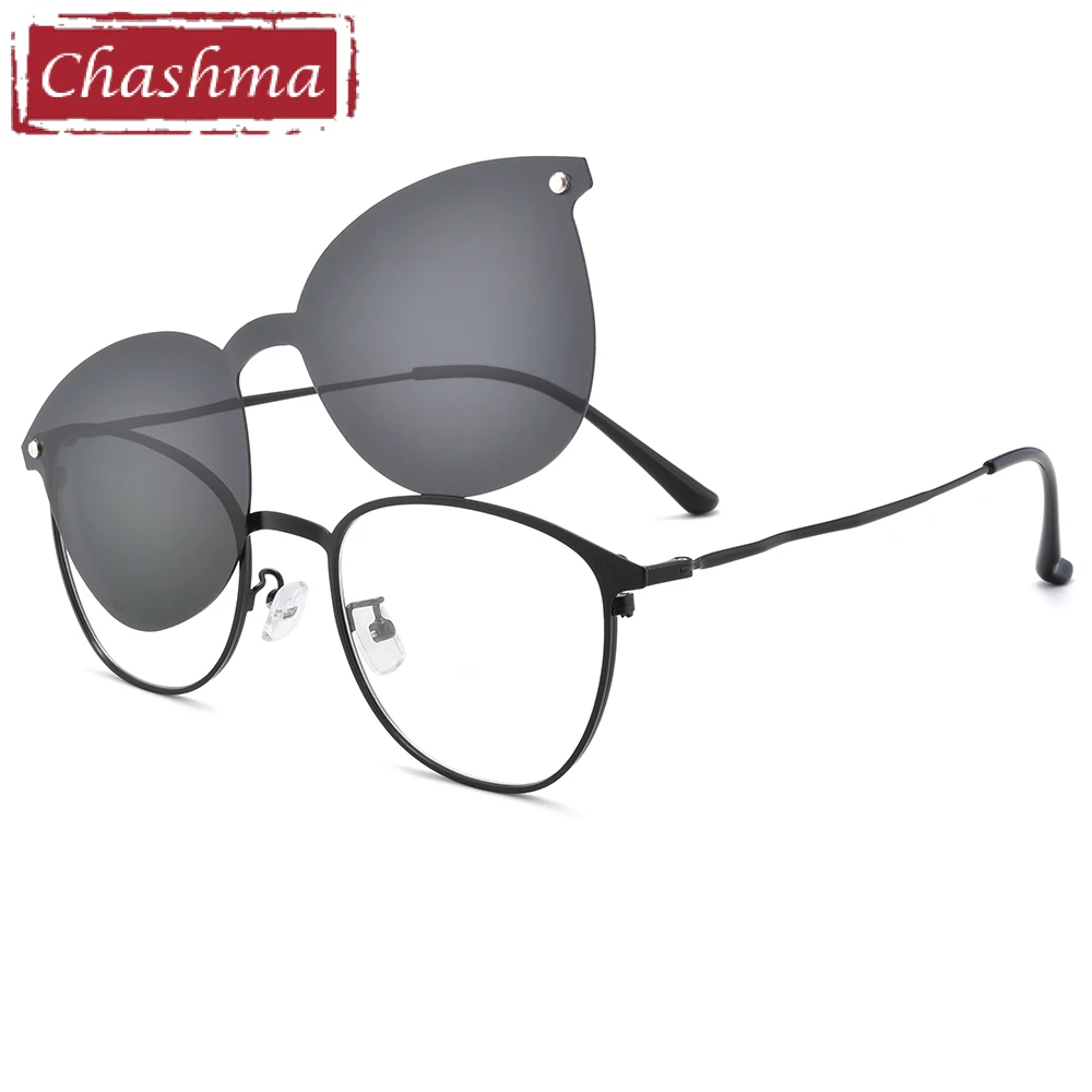 Мужские солнцезащитные очки в круглой оправе с магнитной застежкой