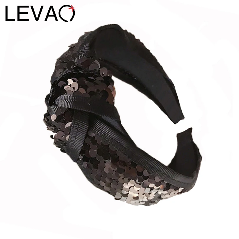 LEVAO корейский блесток Твердые завязанные модные широкие размеры дикие повязки для волос ободок тюрбан женские повязки для волос аксессуары для девочек головные уборы