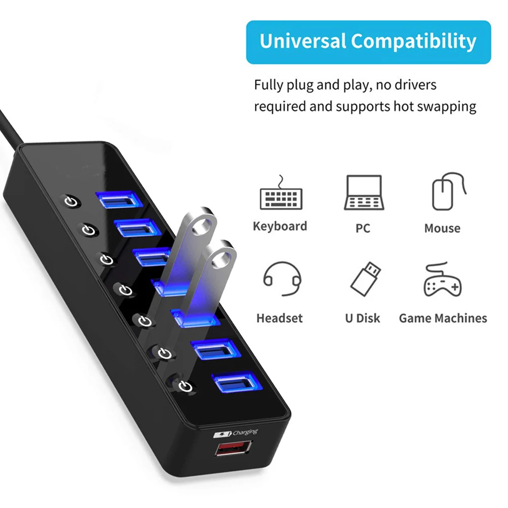 Зарядное устройство usb хаб 3 0 Multi 4 7 портов для Ipad Mac Book Air Pro ПК компьютера ноутбука