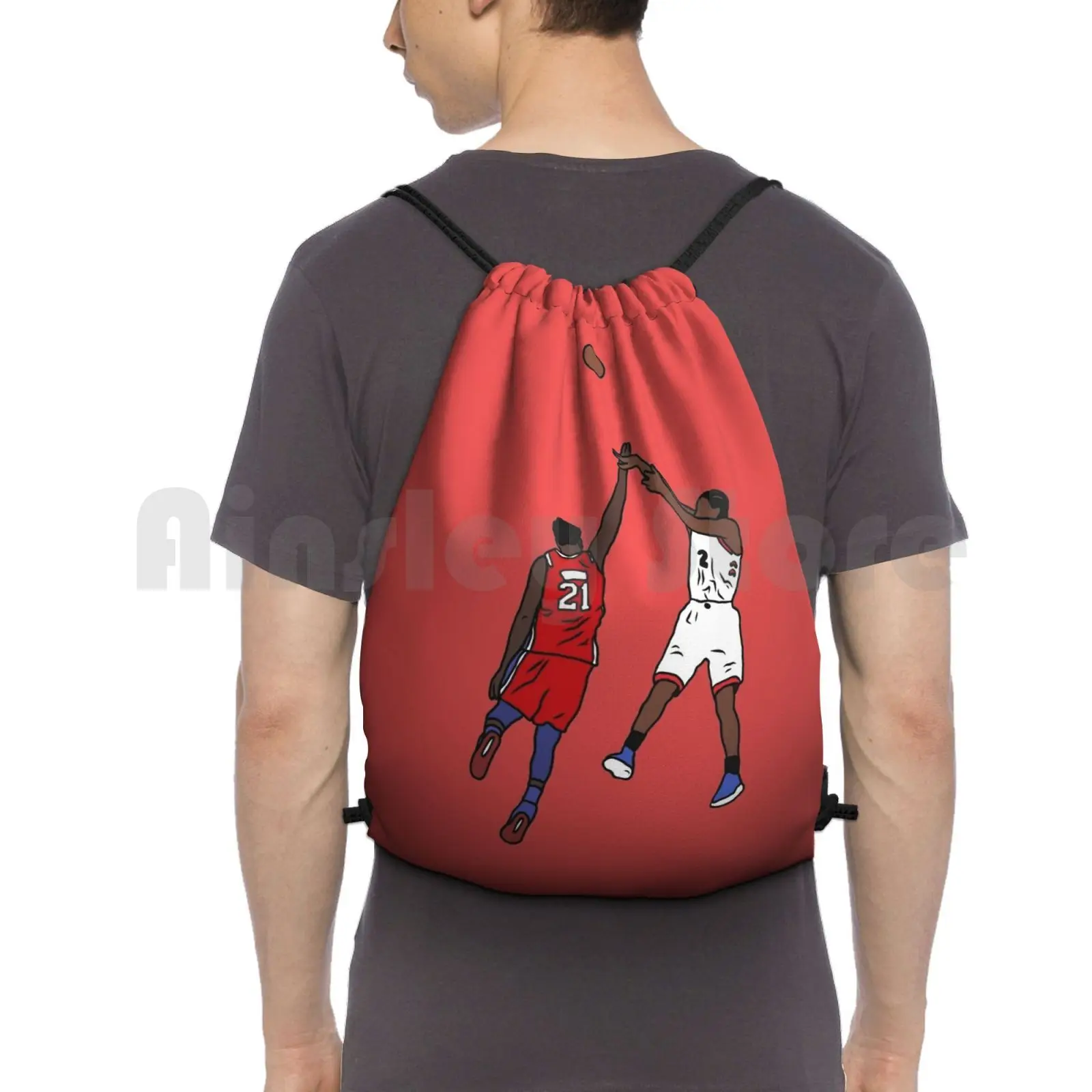 

Kawhi Leonard Game Winner Vs. Philadelphia Backpack Drawstring Bags Gym Bag Waterproof Sports Basketball Kawhi Leonard