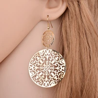 fashion gold color round circle earring crystal statement punk style earring gold for women round jewelry hoop earrings er200082