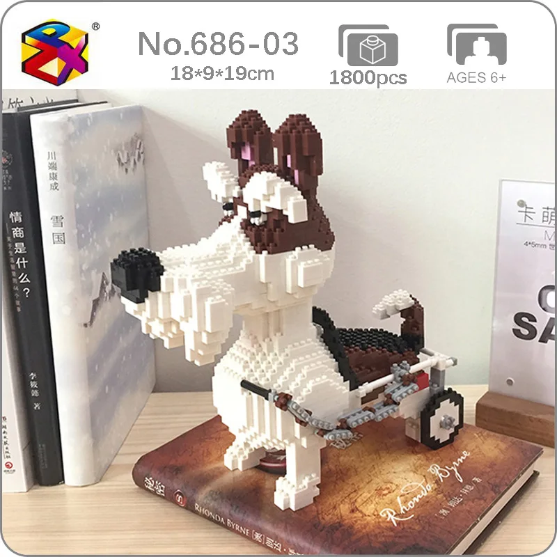 PZX 686-03 животное мир шнауцер собака коляска 3D модель DIY Мини Алмазные блоки кирпичи
