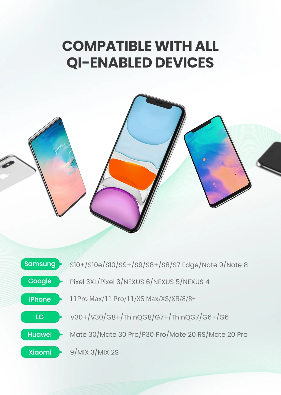 Ugreen Qi Беспроводное зарядное устройство подставка для iPhone 11 Pro X XS 8 XR samsung S9 S10 S8 S10E быстрая Беспроводная зарядная станция зарядное устройство для телефона