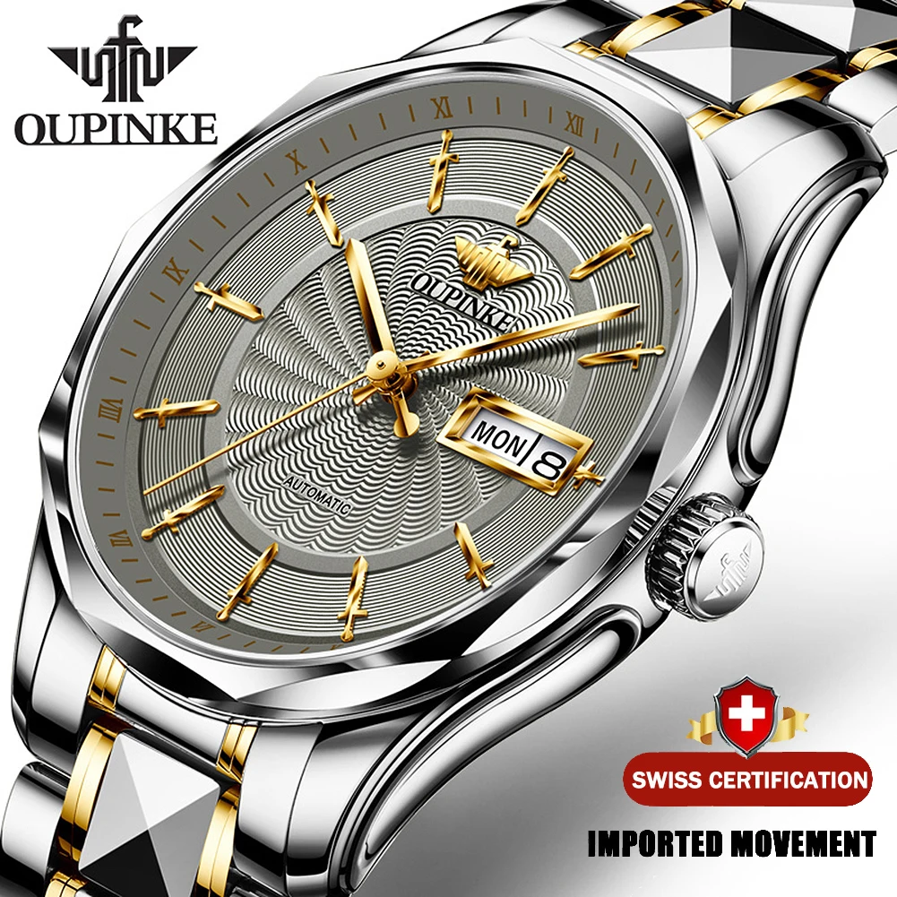 Часы наручные OUPINKE Мужские механические автоматические брендовые деловые