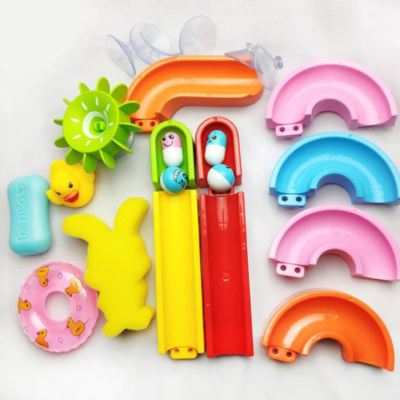 Игрушки для ванны водные горки трек водный шар палка к стене ванна малышей DIY